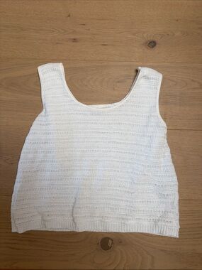 White Knit Scoop Neck Tank Top